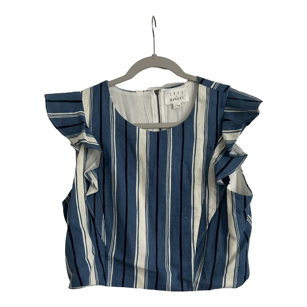 Lost + Wander Blue Striped Top, Fully Lined, Size Large